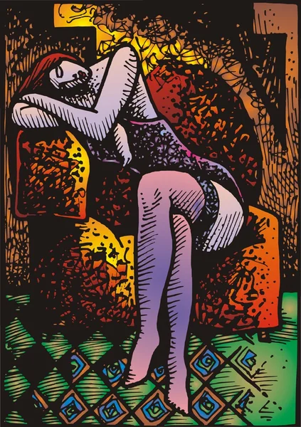 ピカソの形成のような抽象的な女性 — ストックベクタ