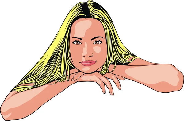 Jonge blonde vrouwen hoofd — Stockvector