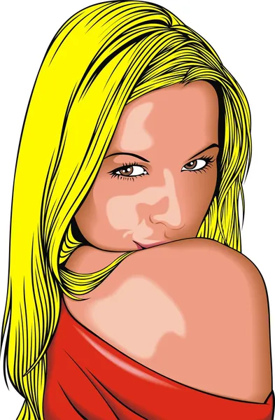 Jonge blonde vrouwen hoofd — Stockvector