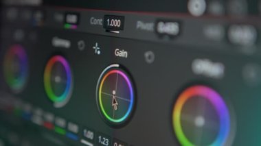 Renk derecelendirme yakın çekim. Video veya fotoğraf sonrası çekimleri. Fotoğraf ve video düzenleme yazılımı. Bir yüzük kazananı ile çalışmak. HDRI