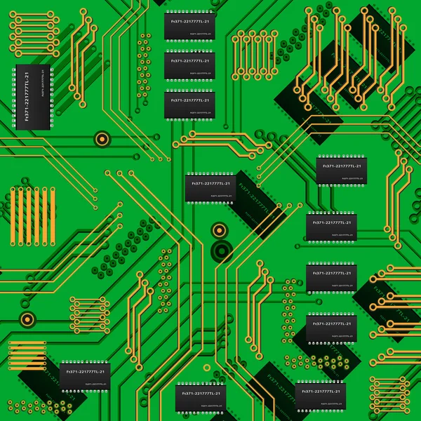 Chip, microcircuito, chip de silicio, microchip — Vector de stock