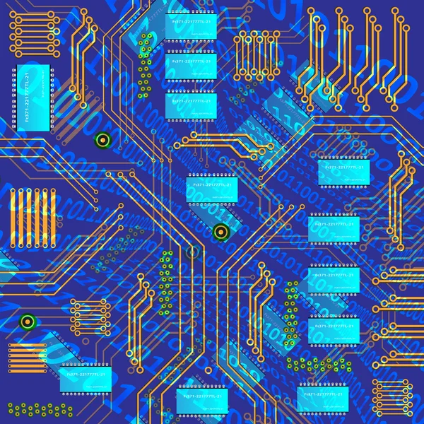 Chip, microcircuit, silicium chip, microchip — Stockvector