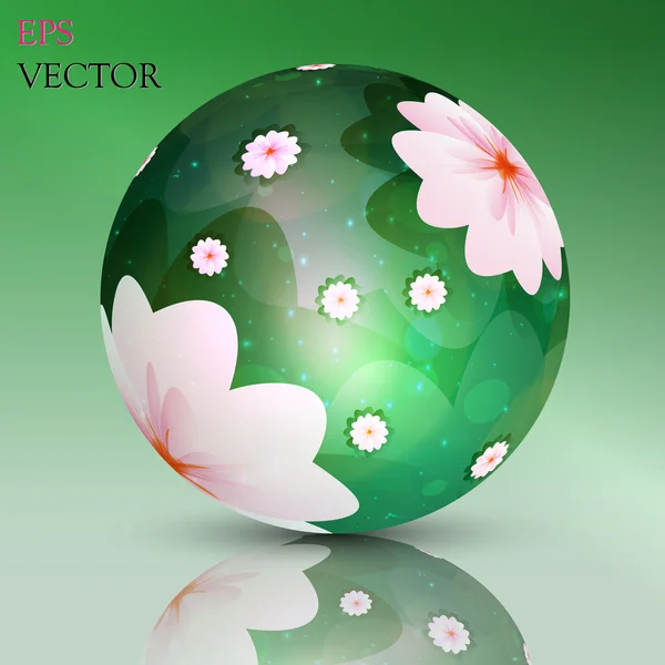 Sfera cava astratta, fiori — Vettoriale Stock