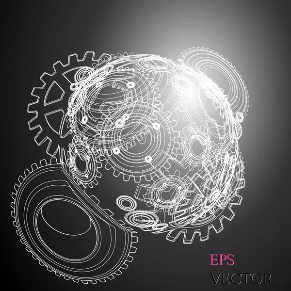 Abstract hollow sphere, cogwheel — Stock Vector