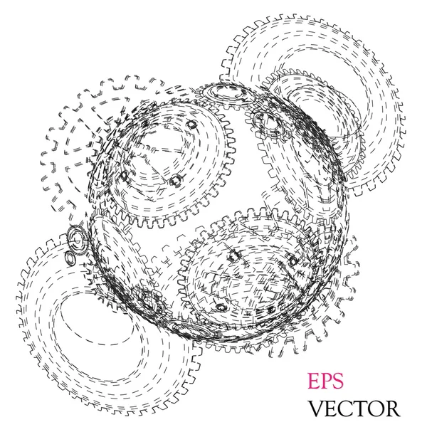 Sfera cava astratta, ruota dentata — Vettoriale Stock