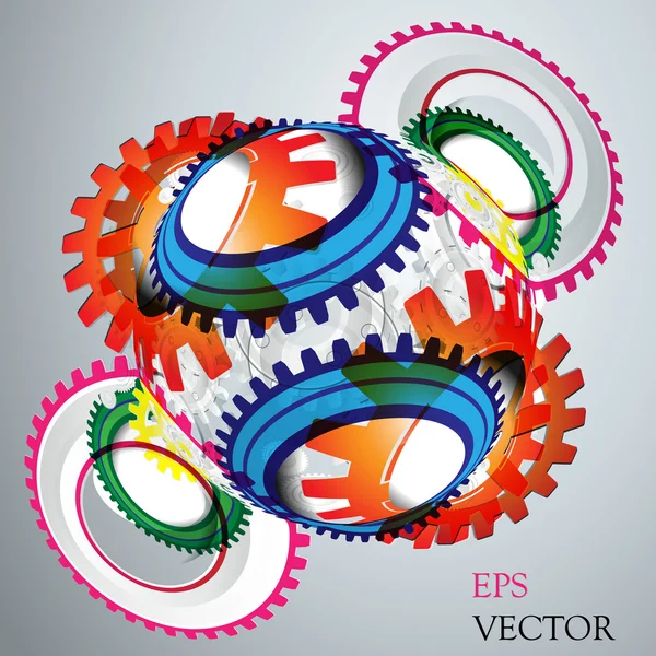 Esfera oca abstrata, roda de engrenagem —  Vetores de Stock