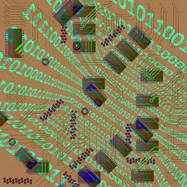 Chip, microcircuit, silikon çip, mikroçip — Stok Vektör