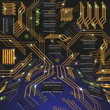 soyut içi boş Küre, chip, microcircuit, silikon çip, mikroçip