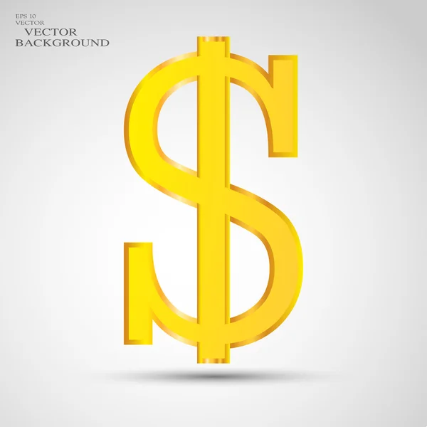 Signo de dólar dorado aislado sobre fondo blanco. Ilustración vectorial — Vector de stock