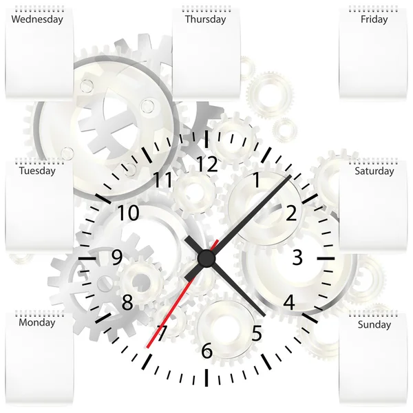 Clock, diary, gears — Stock Vector