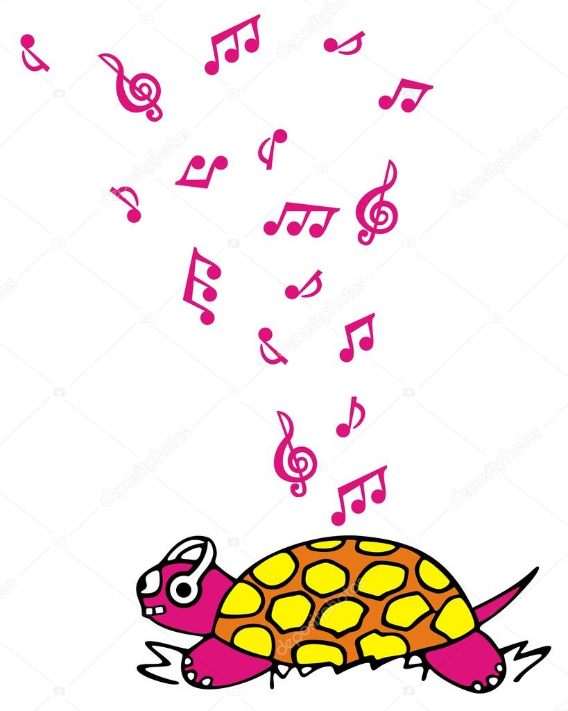 Turtle listening music