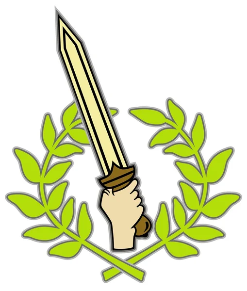 Espada romana y corona — Vector de stock