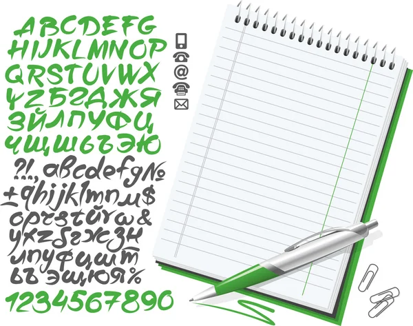 Notebook font pen — Stock Vector
