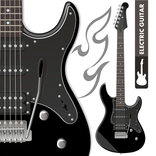 Guitare électrique noire — Image vectorielle