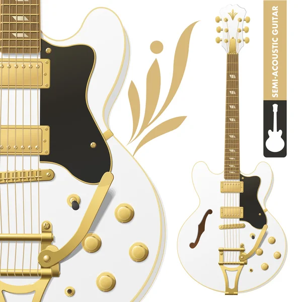 Guitarra semi-acústica — Vector de stock