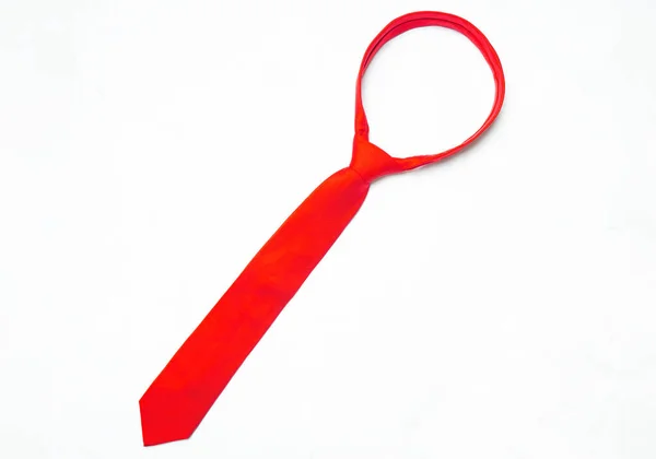 Wiązany Czerwony Krawat Izolowany Neutralnym Tle — Zdjęcie stockowe