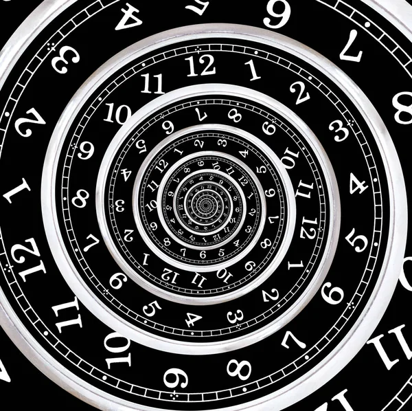 Orologio Analogico Contorto Bianco Nero Concetto Relativo Tempo — Foto Stock