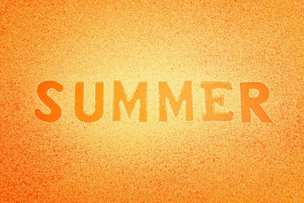 Lettering Summer Feita Fundo Arenoso Conceito Férias Verão Quente — Fotografia de Stock