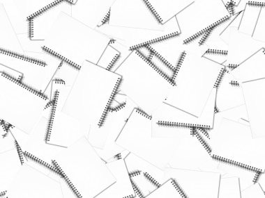 Geniş bir spiral defter yığınından yapılan soyut iş geçmişi