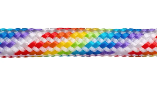 Rainbow Dyed Braided Cotton Cord Isolated White Background — Fotografia de Stock