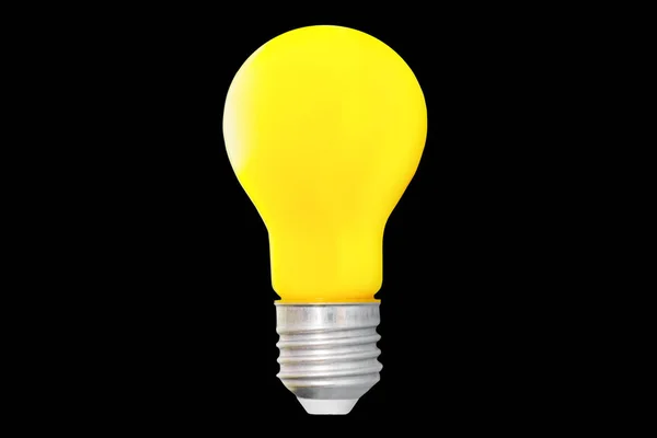 Yellow Incandescent Light Bulb Isolated Black Background — Stockfoto