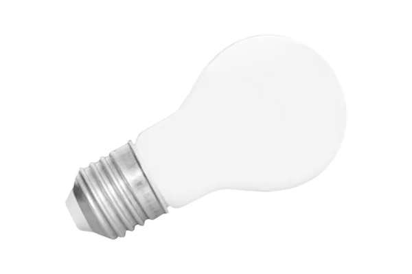 Крупный План Матовой Белой Лампочки Белом Фоне — стоковое фото