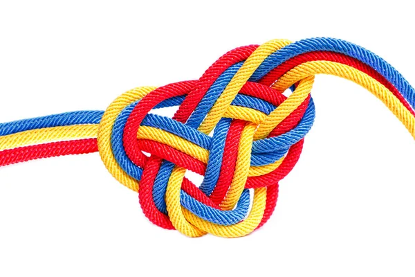 Heart Shaped Celtic Knot Made Braided Cords Painted Colors National — Stock Photo, Image
