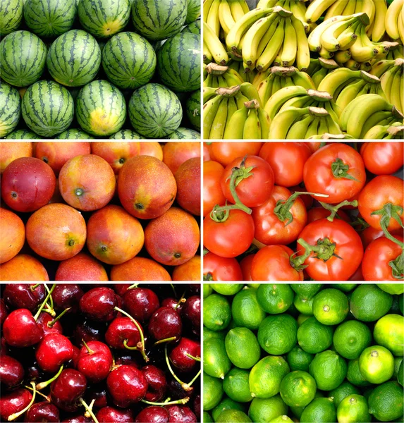 Tropical fruit collage — Stock Photo, Image