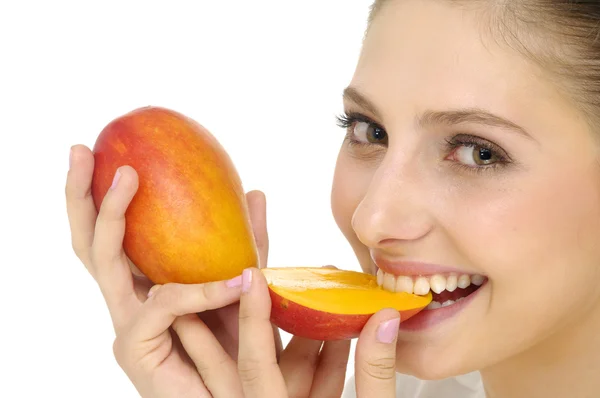 Chica sosteniendo frutas frescas —  Fotos de Stock