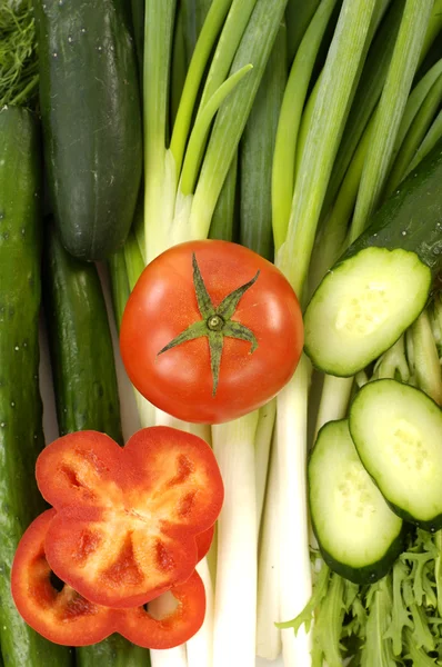 Légumes frais et tomates rouges — Photo