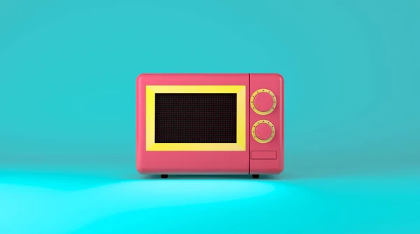 Rendering Realistic Mock Colorful Microwave Machine Design Front View Shot — Stock Photo, Image