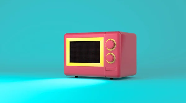 Rendering Realistic Mock Colorful Microwave Machine Design Sideview Shot Cute — Stock Photo, Image