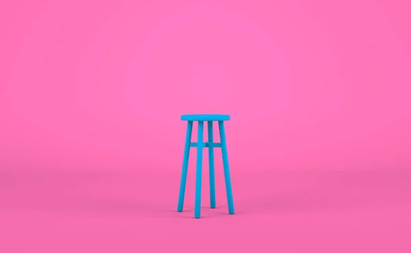 Close Blue Bar Stool Mock Renderização Objetos Domésticos Estilo Mínimo — Fotografia de Stock