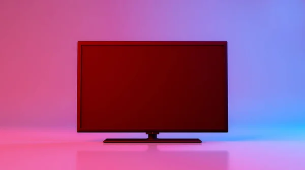 Renkli Televizyonu Kapat Görüntüleme Boş Boşluk Modern Tarz Arka Planda - Stok İmaj
