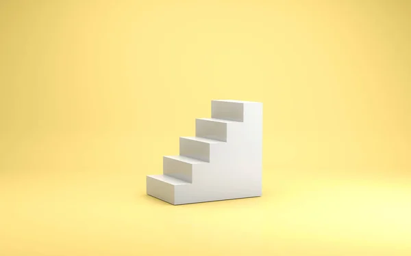 Renderização Fechar Pedestal Branco Vazio Com Forma Escada Maneira Sucesso — Fotografia de Stock