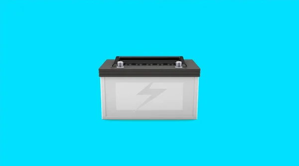 Rendering Realistic Car Battery Mock Front Side View Isolated Blue — Fotografia de Stock