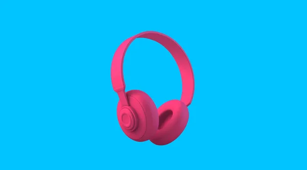 Rendering Close Pink Headphone Mock Isolated Blue Background — Photo
