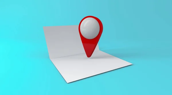 Renderização Fechar Check Símbolo Localização Com Mapa Vazio Viagem Negócio — Fotografia de Stock