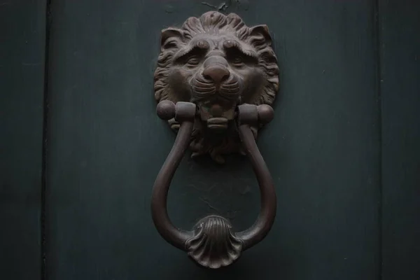 Vintage Brass Door Knocker Old Door Italy Rome — Stock Photo, Image