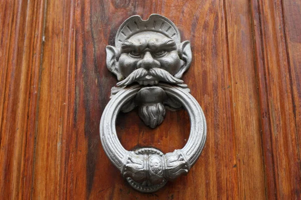 Vintage Brass Door Knocker Old Door Italy Rome — Stock Photo, Image