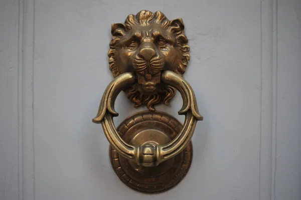 Vintage Brass Door Knocker Old Door Italy Rome — Stock Photo, Image