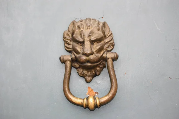 Vintage Brass Door Knocker Old Door Italy Rome — Stock Photo, Image