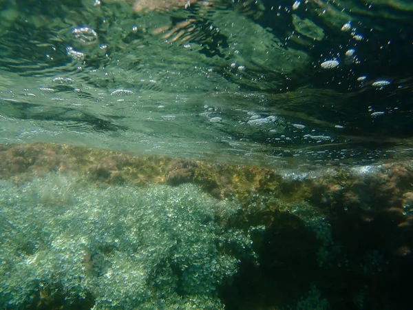 Вражаючий Підводний Вид Вітряний Літній День Середніми Хвилями Егейське Море — стокове фото