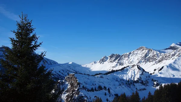 Magnifique Vue Sur Les Alpes Suisses Hiver Suisse — Photo