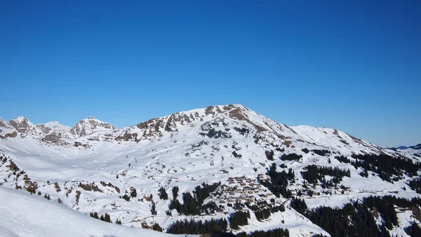 Csodálatos Kilátás Nyílik Svájci Alpok Télen Svájc — Stock Fotó
