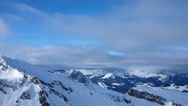 Nádherný Výhled Francouzské Alpy Zimě Francie — Stock fotografie