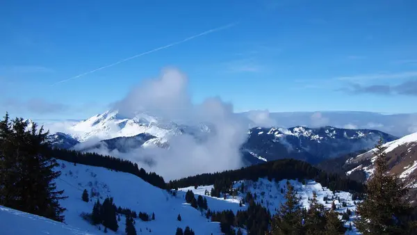 Magnifique Vue Sur Les Alpes Françaises Hiver France — Photo