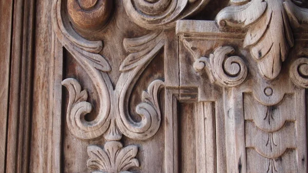 Fragment Carved Wooden Door Handmade Cuba Havana — ストック写真