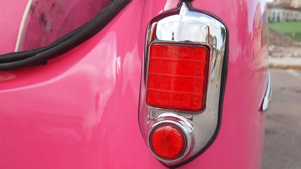 Tail Light Pink Retro Car Close Cuba Havana Стокова Картинка