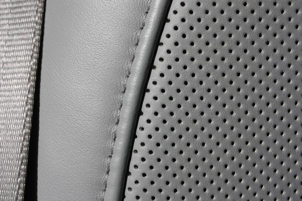 Car Light Gray Perforated Natural Leather Seat Extreme Close — Foto de Stock
